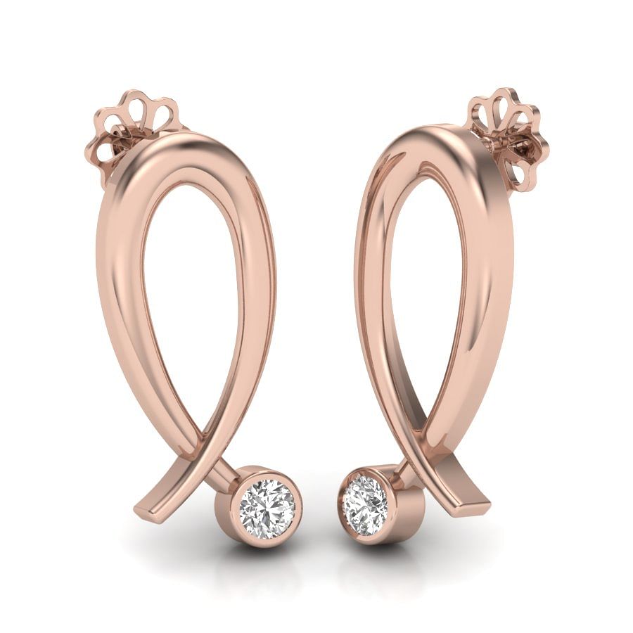 single diamond small rose gold earring for women