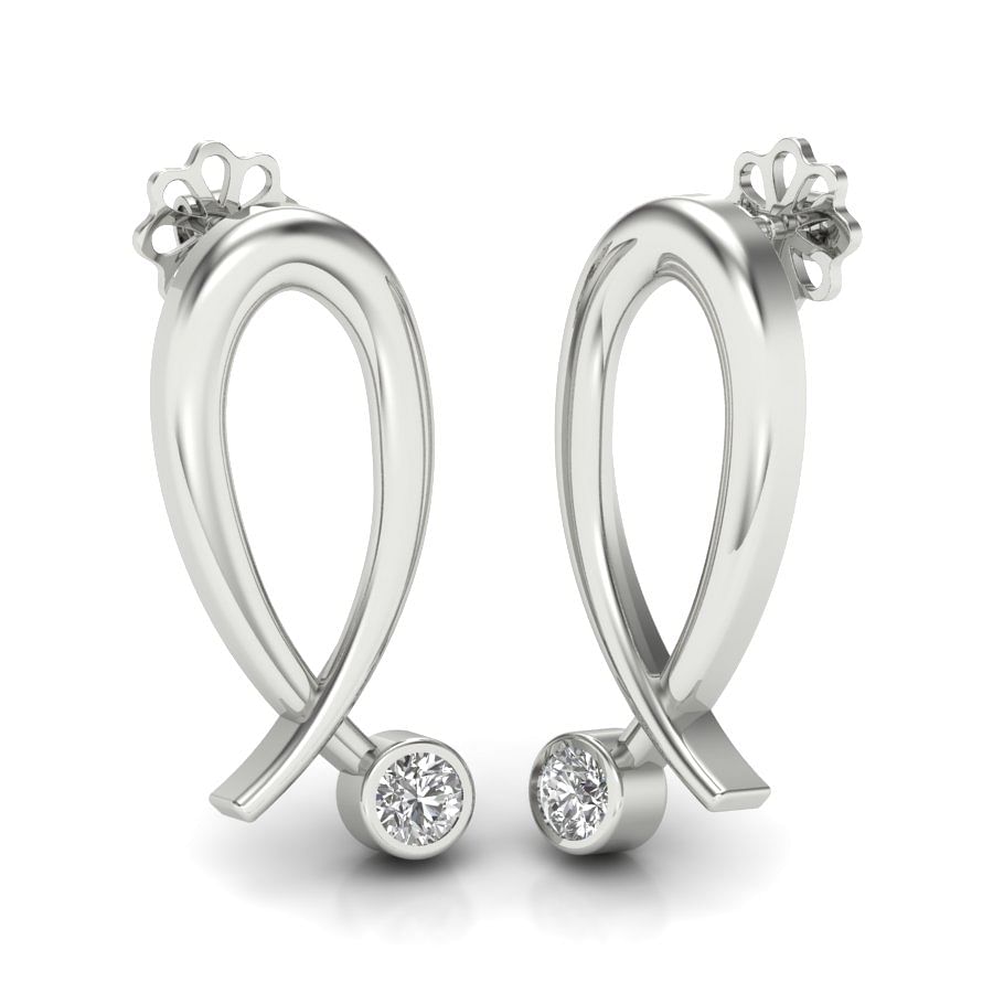 18k white gold small diamond earring for women