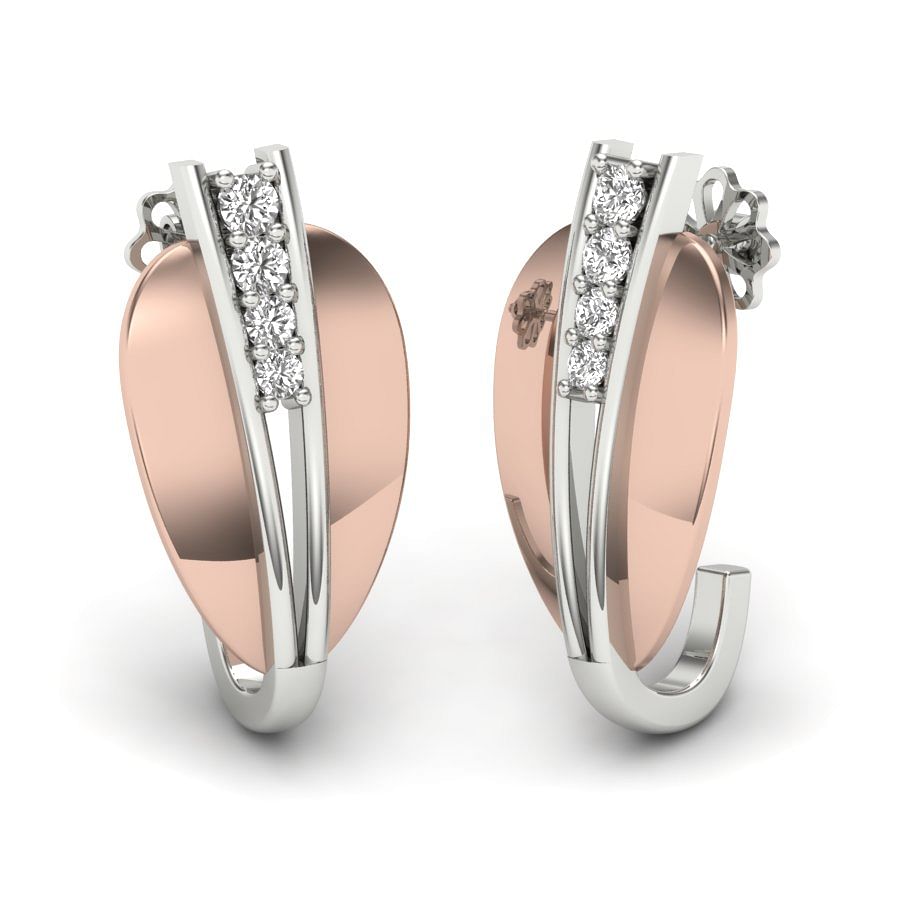 white gold petal design stud earrings for women
