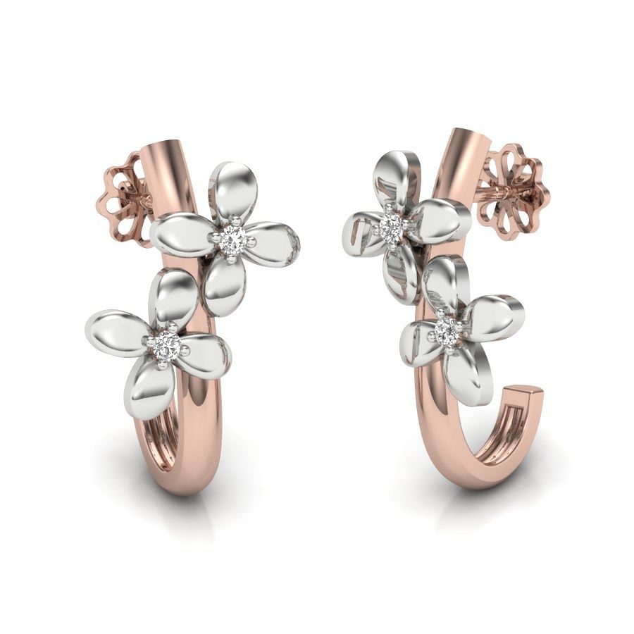 half hoop petal design rose gold diamond earring