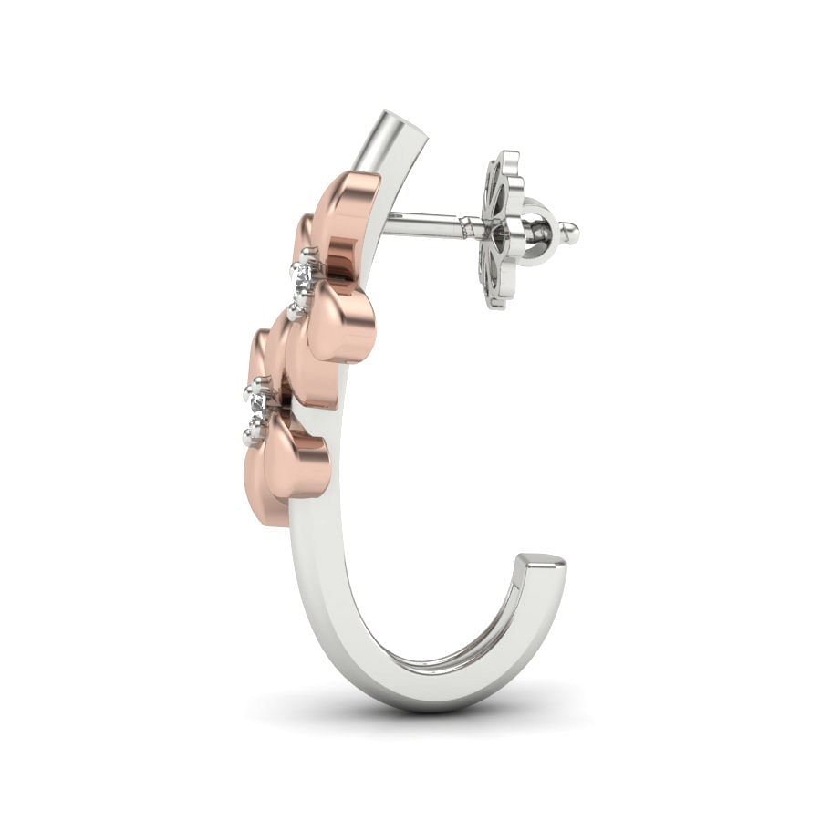 18k white gold petal style diamond earring for women