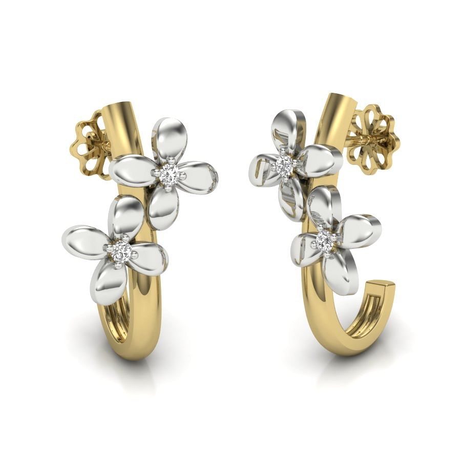 yellow gold petal design earring for women