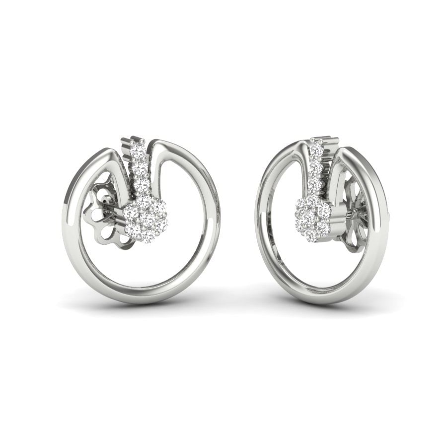 14k white gold diamond earring | 18k white gold diamond earring