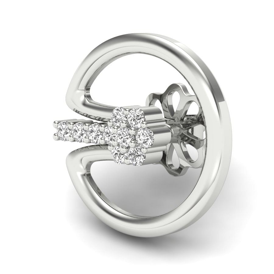 14k white gold diamond earring | 18k white gold diamond earring