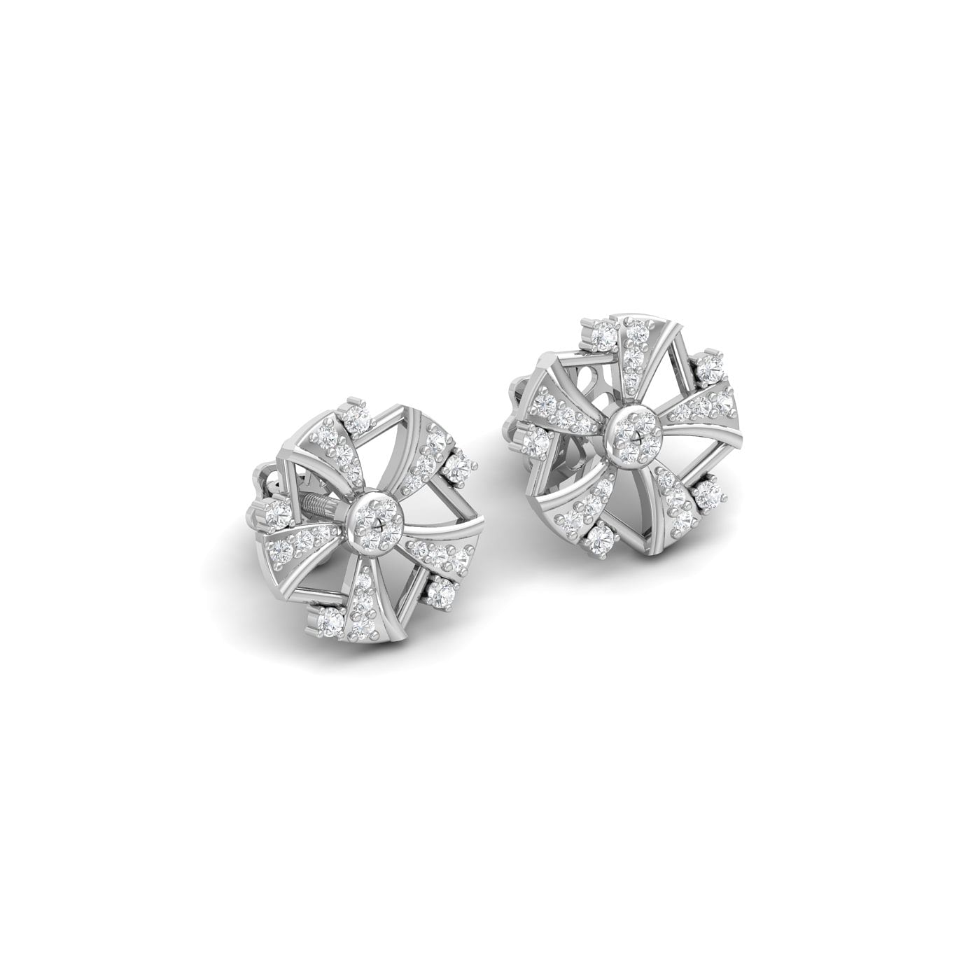 stud style flower gold diamond earring for women