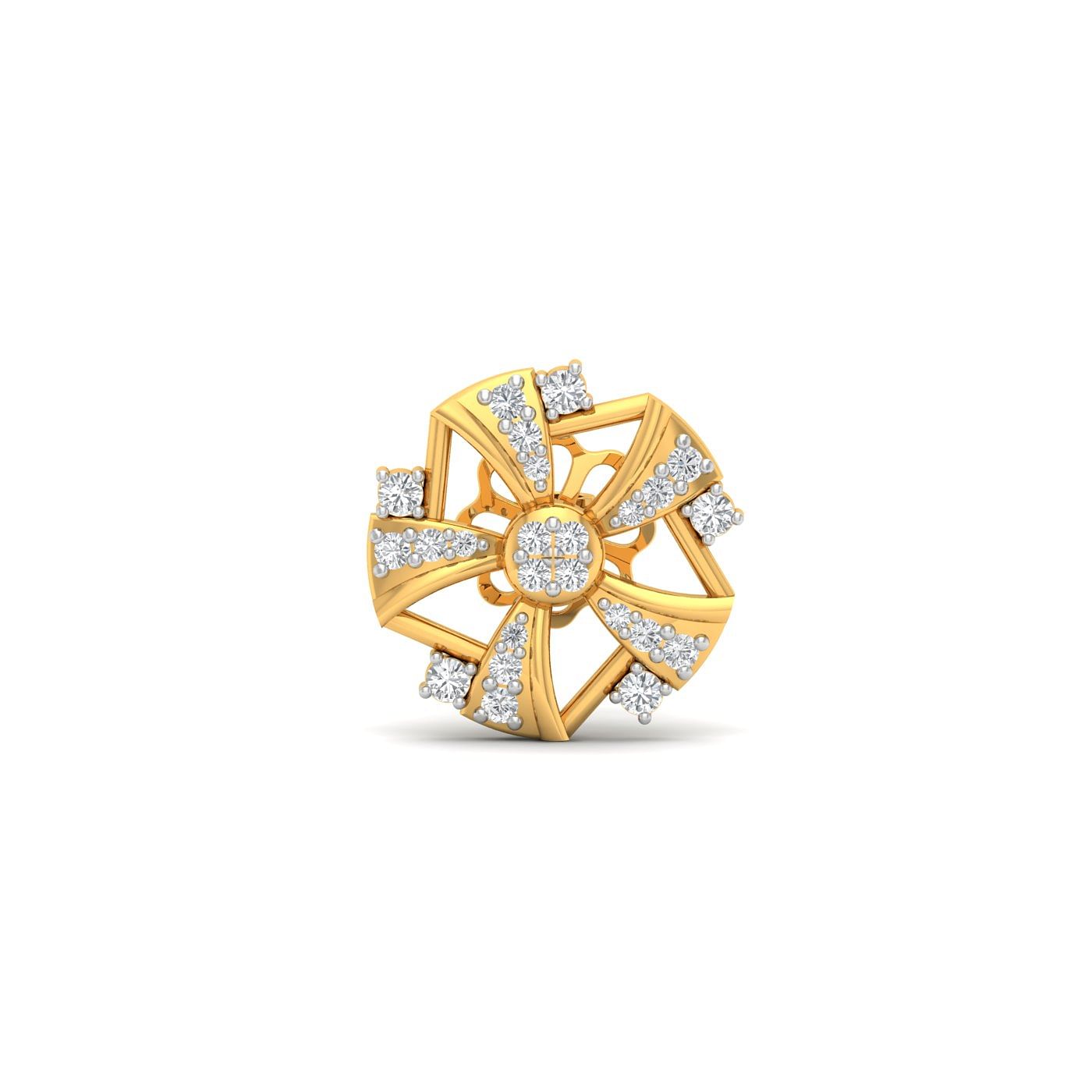 latest design flower cut diamond yellow gold earring for women