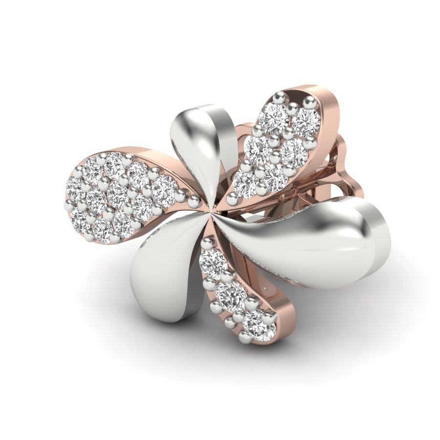 delightful flower design rose gold diamond earring for women