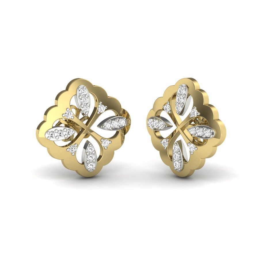 real diamond yellow gold stud earrings