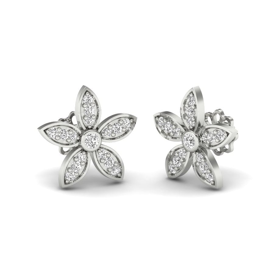 18k gold diamond earring with flower design