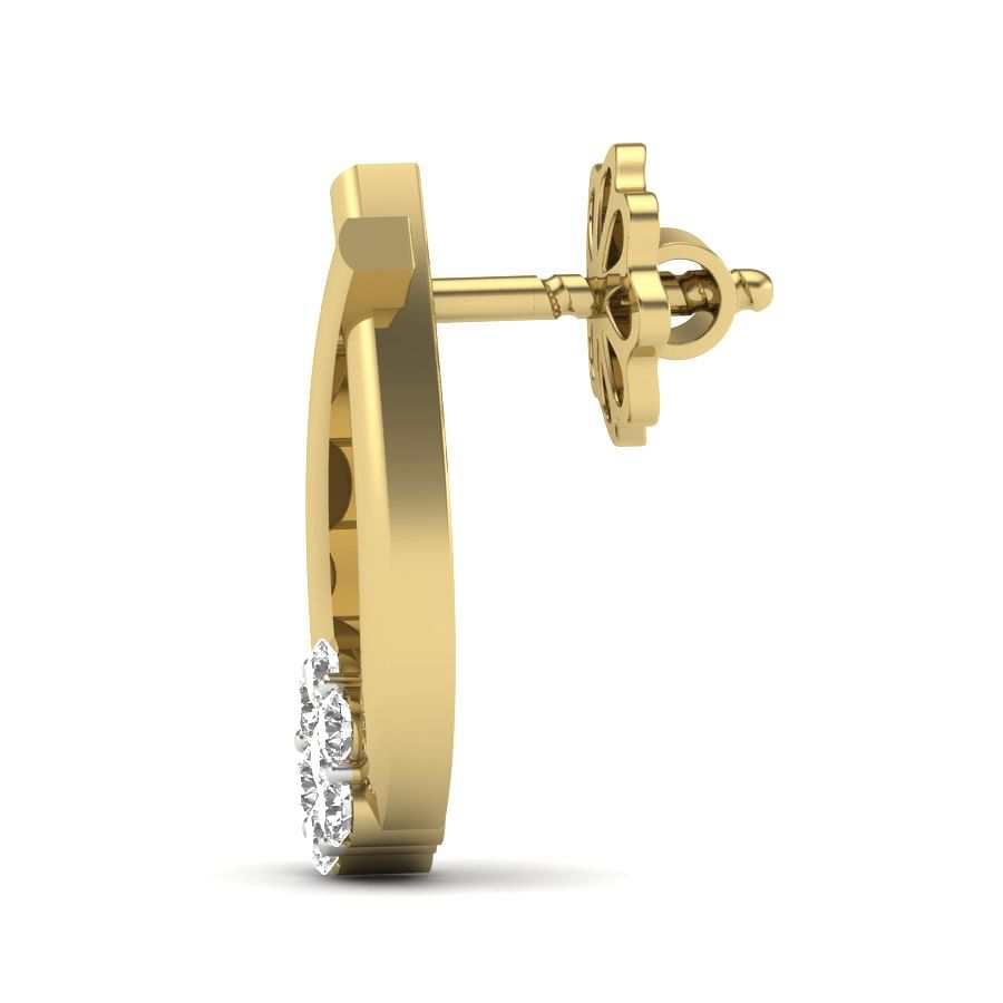 Yellow Gold Natural Diamond Stud Earring For Women