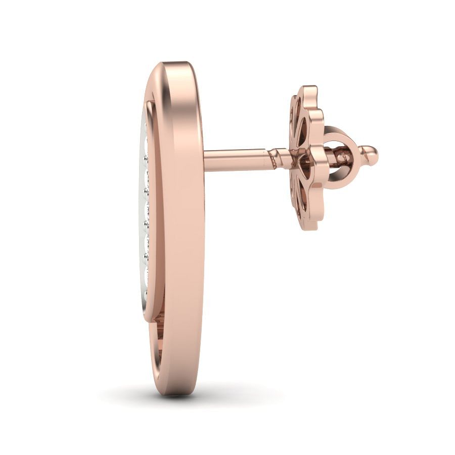 Oval style rose gold stud diamond earring for women
