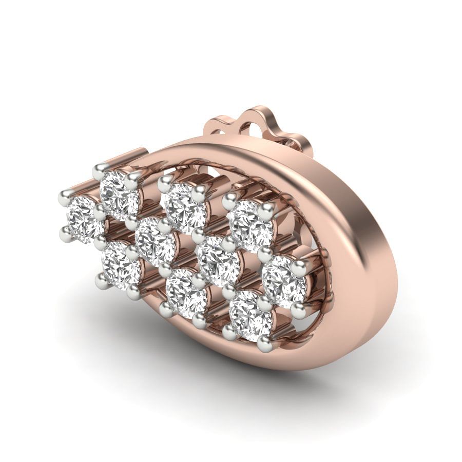Round Shape Style Rose Gold Diamond Earring