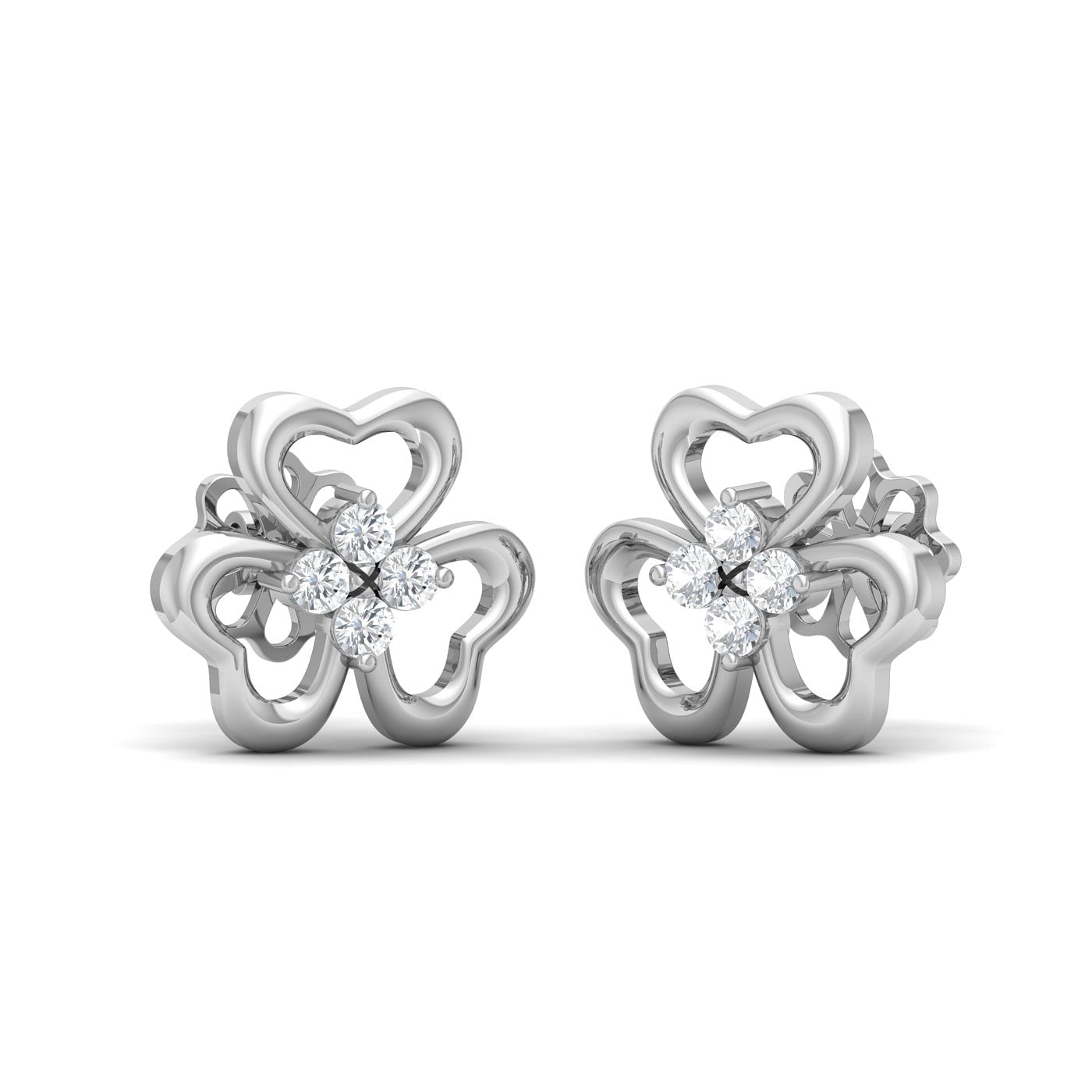 14k white gold diamond stud earrings | 18k white gold diamond stud earrings