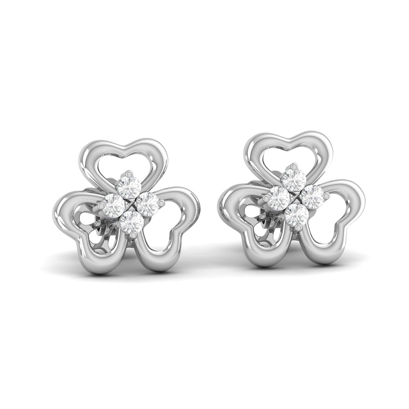 14k white gold diamond stud earrings | 18k white gold diamond stud earrings