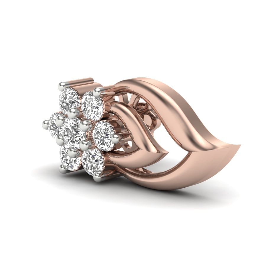 fancy style stud diamond rose gold earring