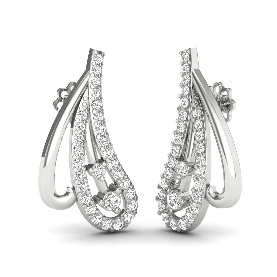 14k White Gold Stud Style Diamond Earring For Women | 18k White Gold Stud Style Diamond Earring For Women