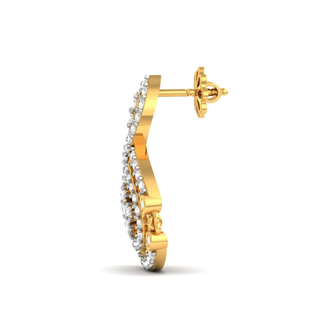 small drop diamond yellow gold earring