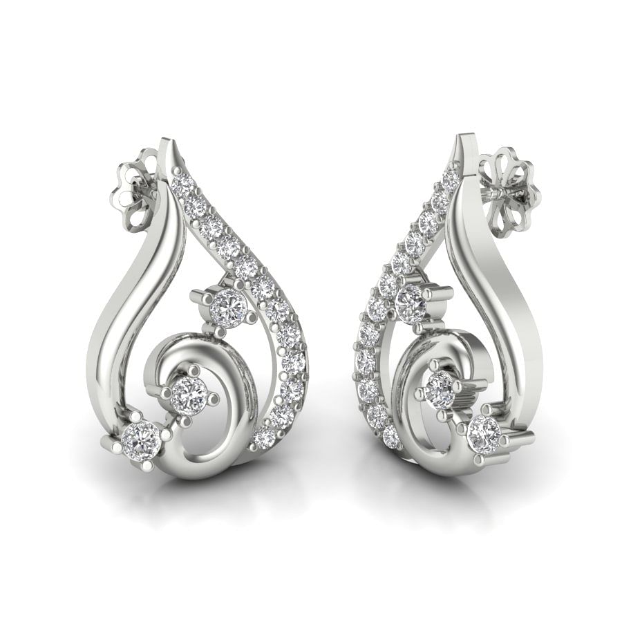18k white gold drop diamond earring for women