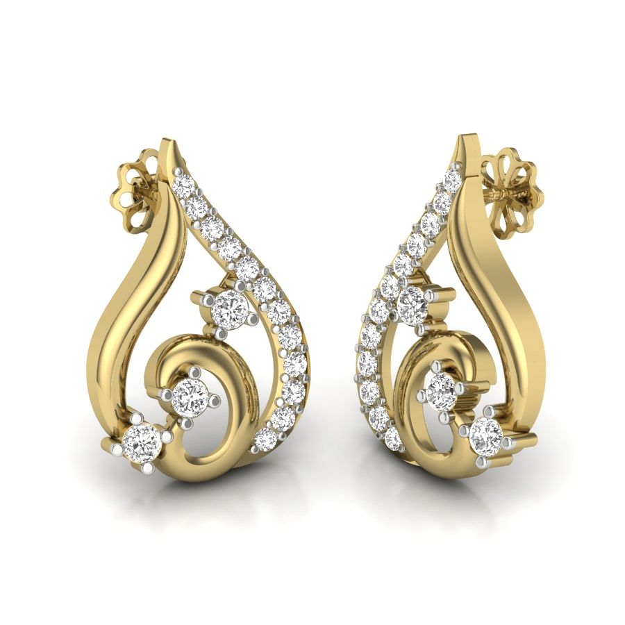 small size drop earring in yellow gold for women