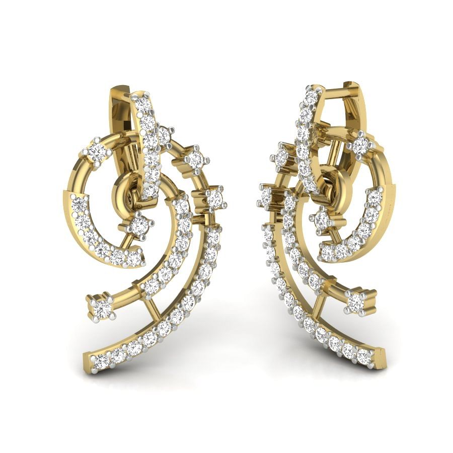 Yellow Gold Stud Style Earring For Women