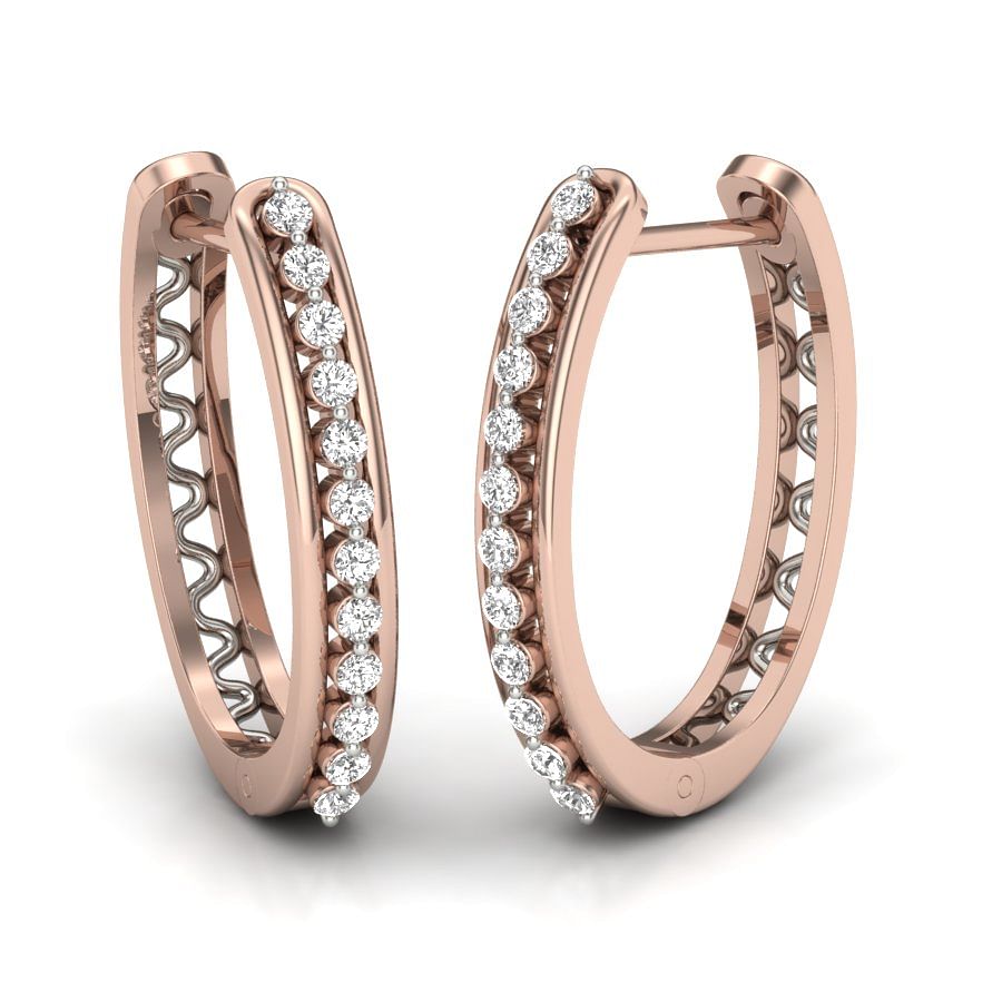18k Rose Gold Hoops Stud diamond earrings