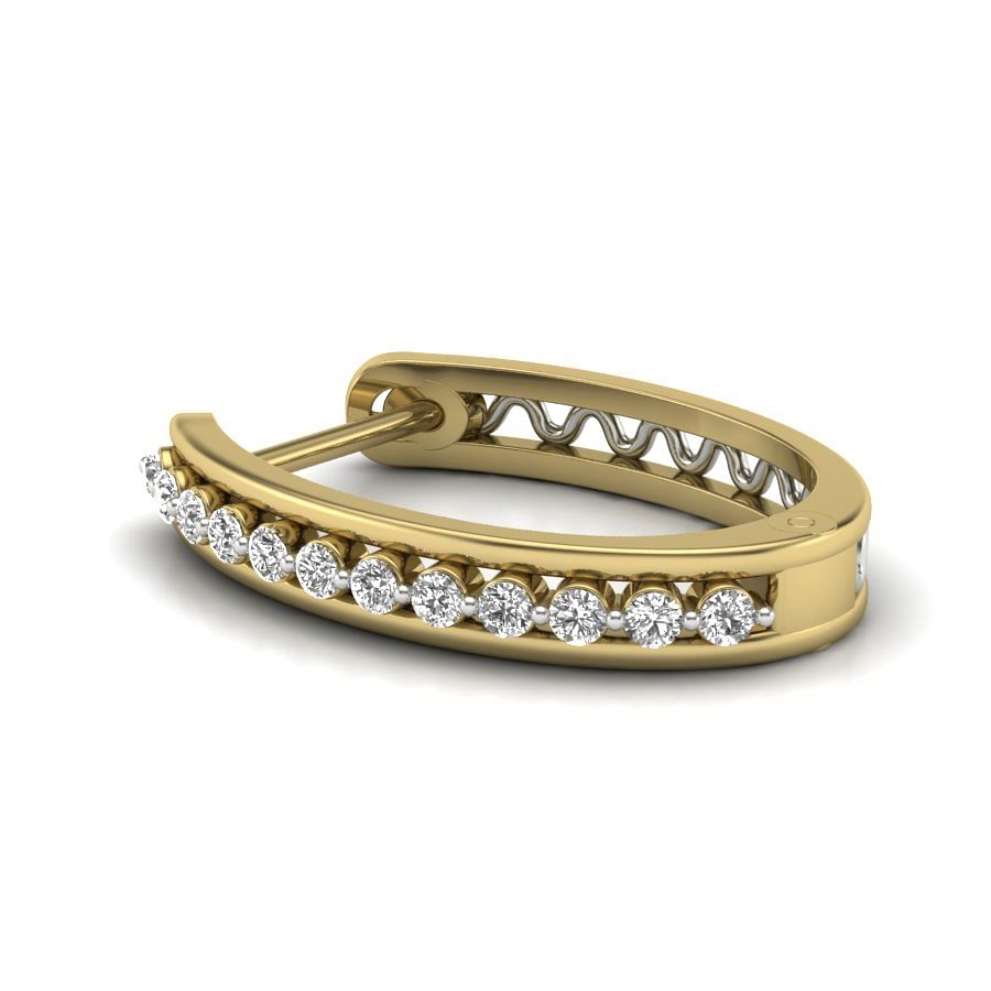 18k Yellow Gold Hoops Stud diamond earrings
