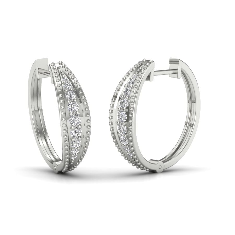 14k Stud Diamond Earring With White Gold