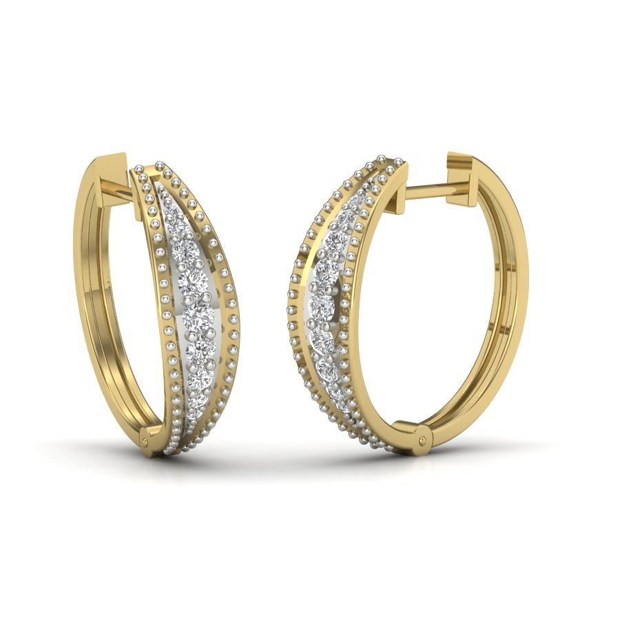 18k Yellow Stud Diamond Gold Earring