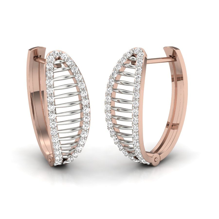 Hoop Style Loop Design Stud Diamond Earring Rose Gold