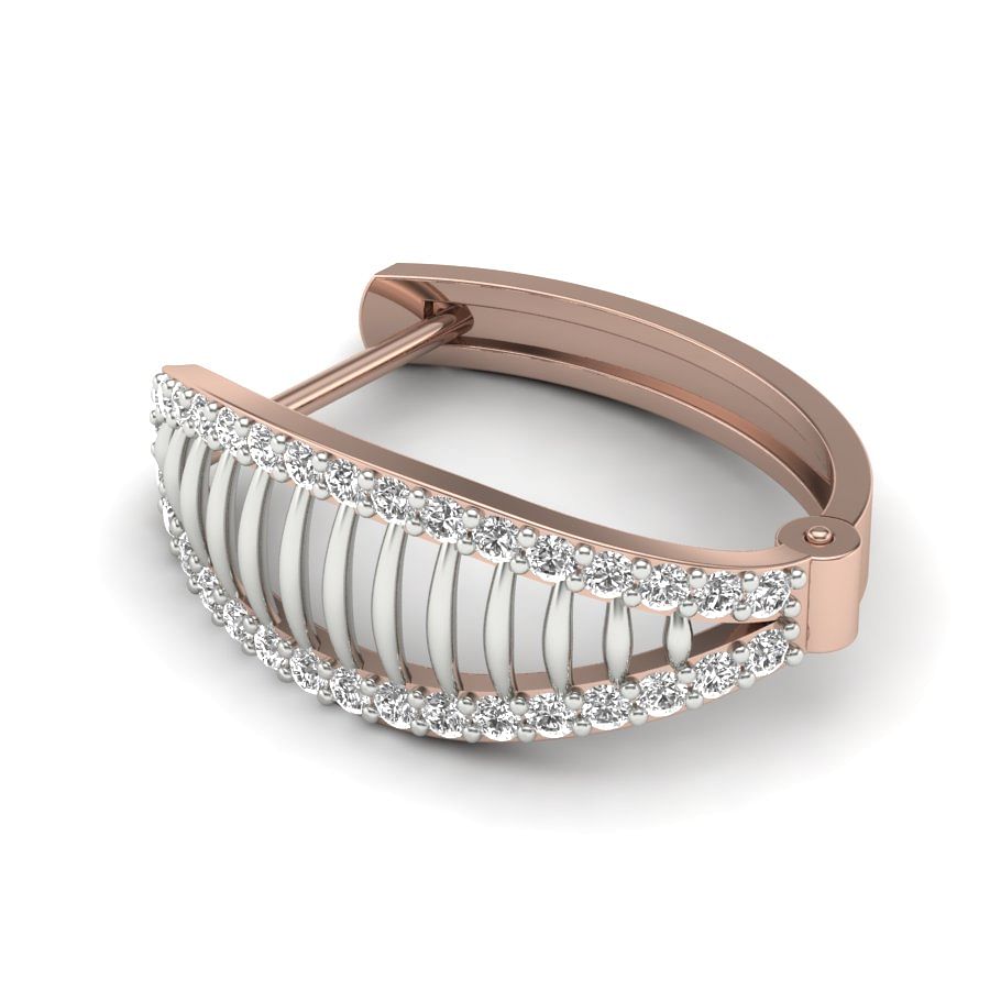 Hoop Style Loop Design Stud Diamond Earring Rose Gold