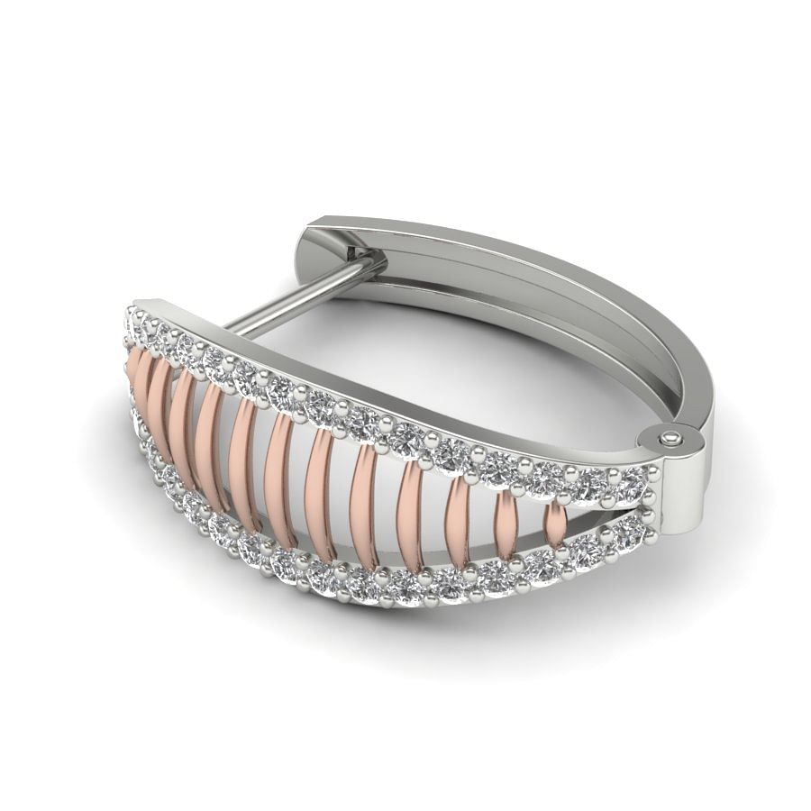 Round Design White Gold Diamond Earring For Women