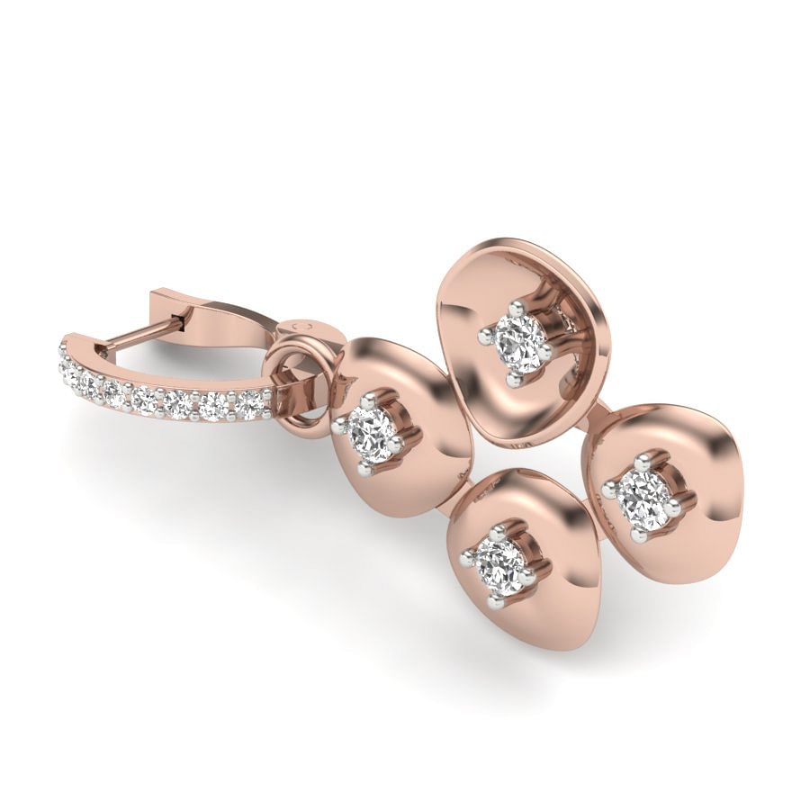 Drop Hoop Rose Gold Diamond Earring For Female