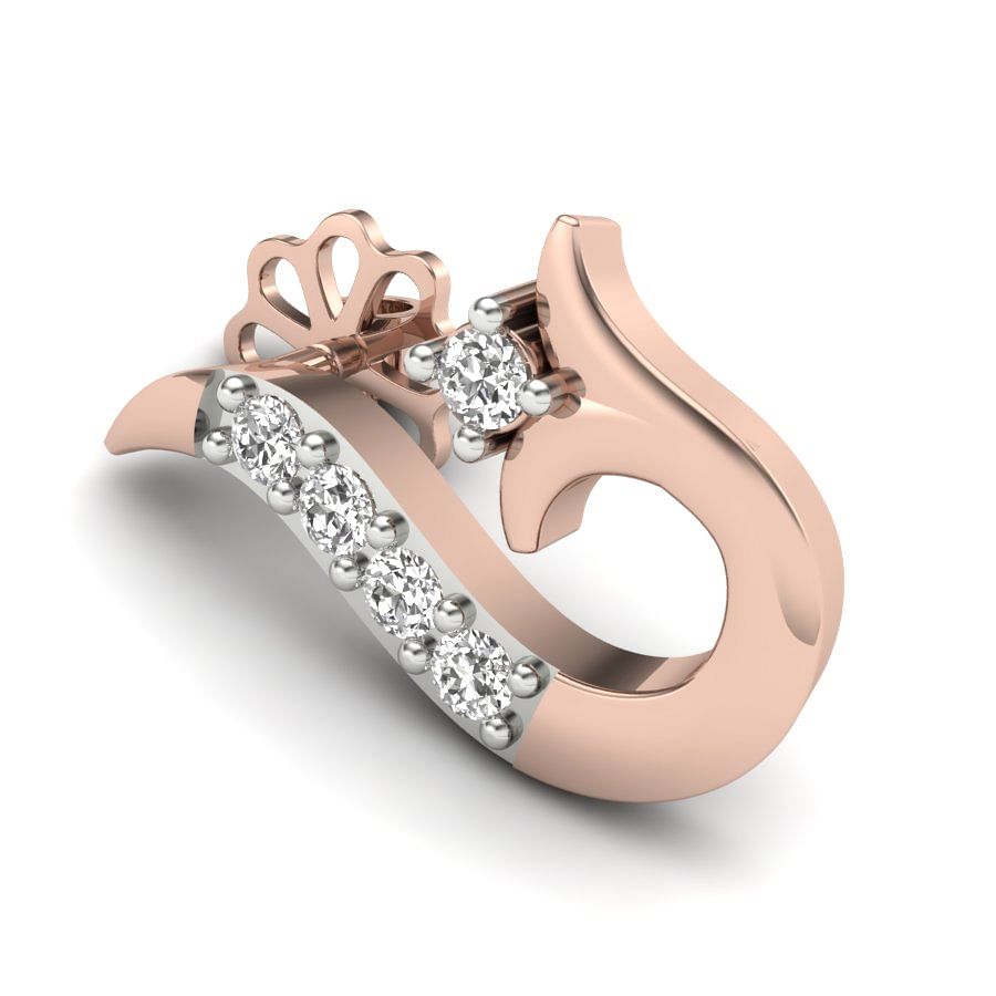 Modern Design Rose Gold Diamond Earring For Women