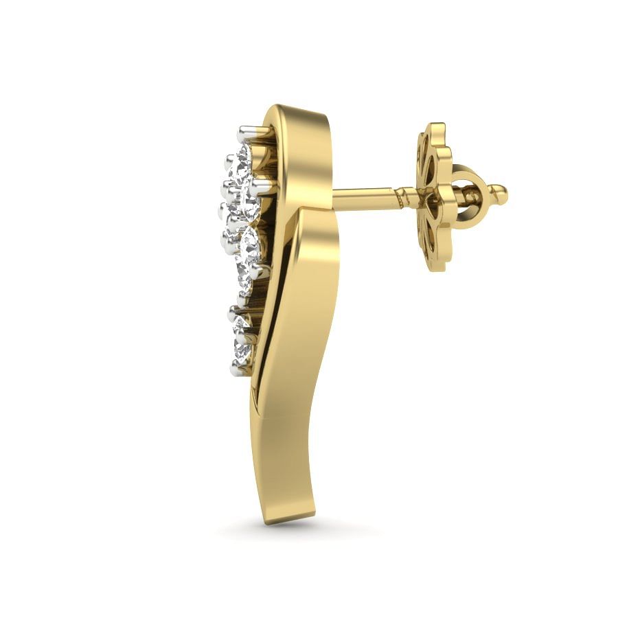 earring designs modern for women in yellow gold