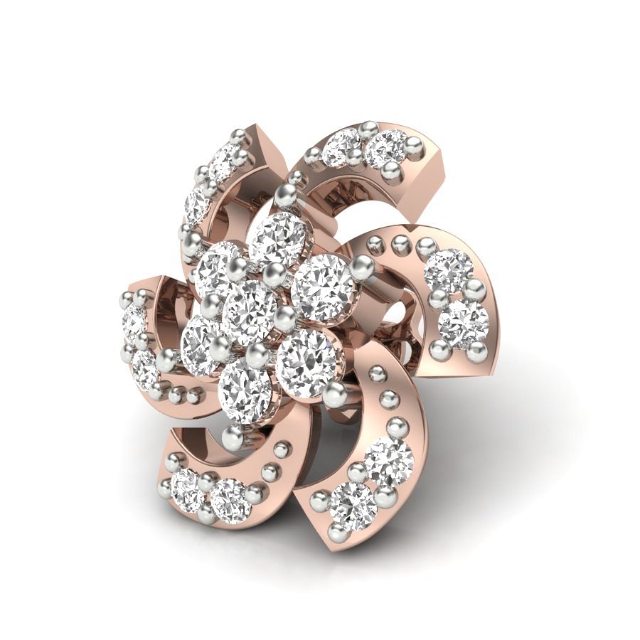 Flower Style Rose Gold Diamond Earring For Women