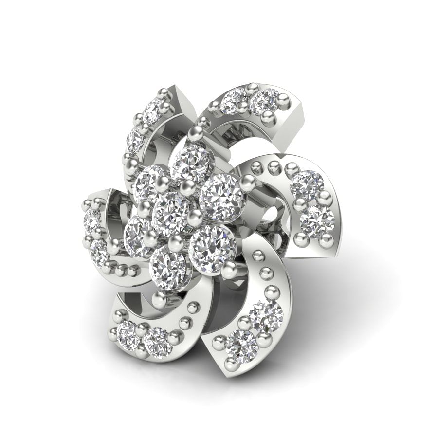 Flower Style White Gold Diamond Earring For Women