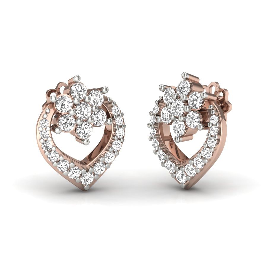 white diamond rose gold office earring