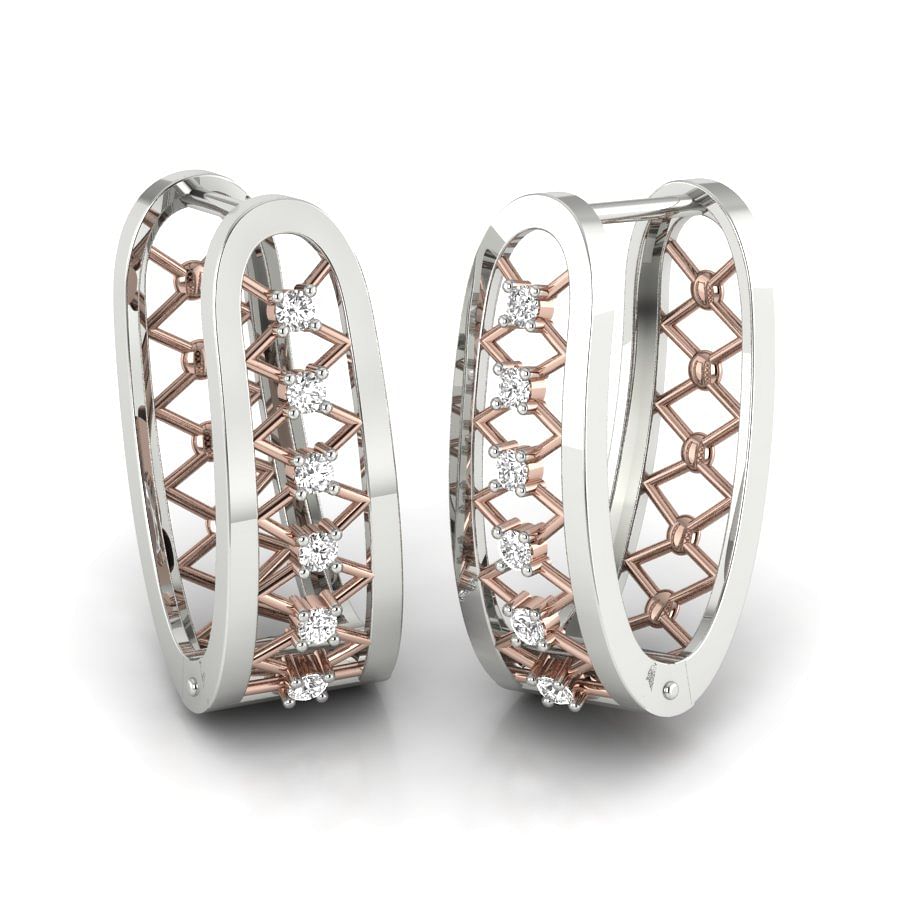 Hoop Style White Gold Diamond Earrings