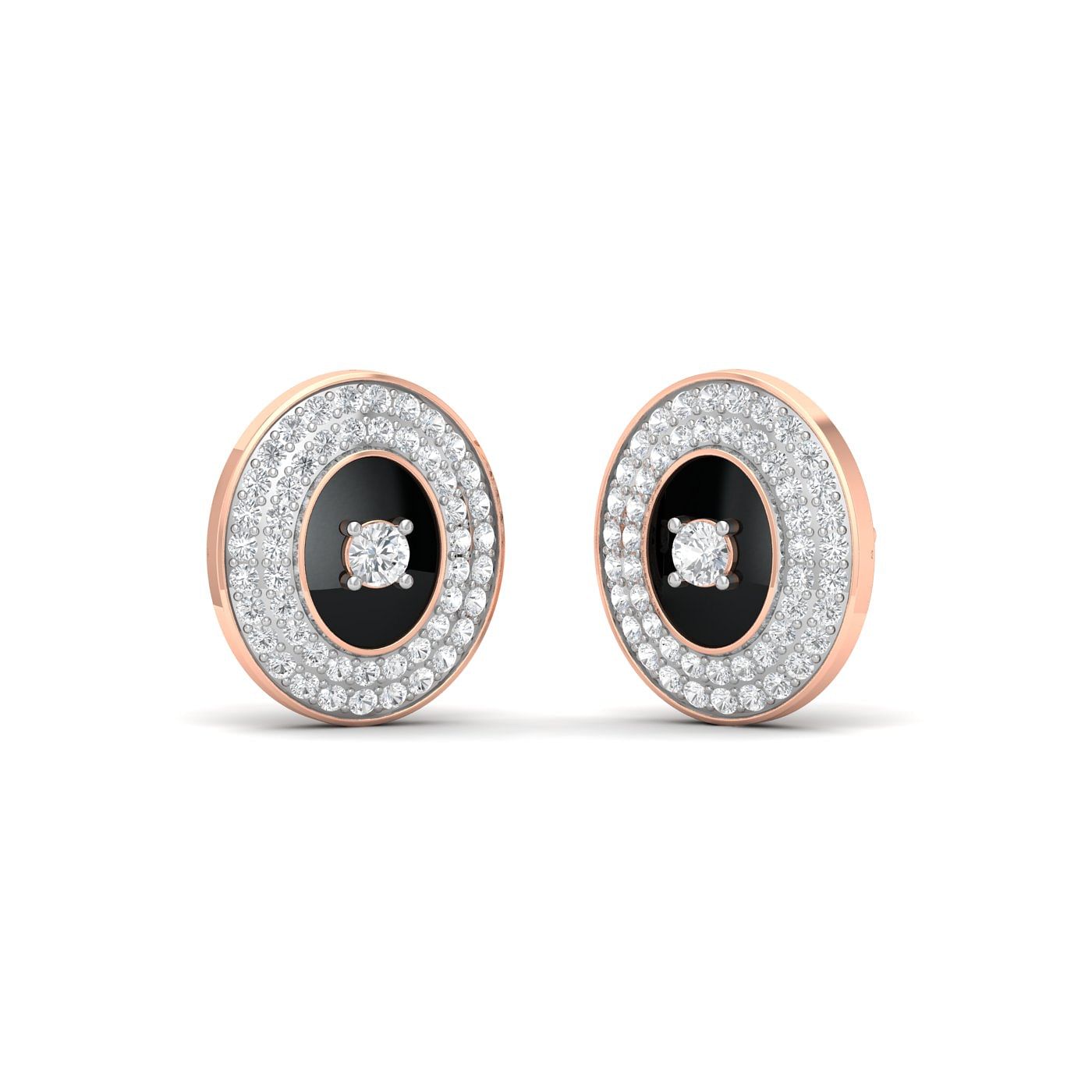 18k Rose Gold Shield Diamond Earrings for women