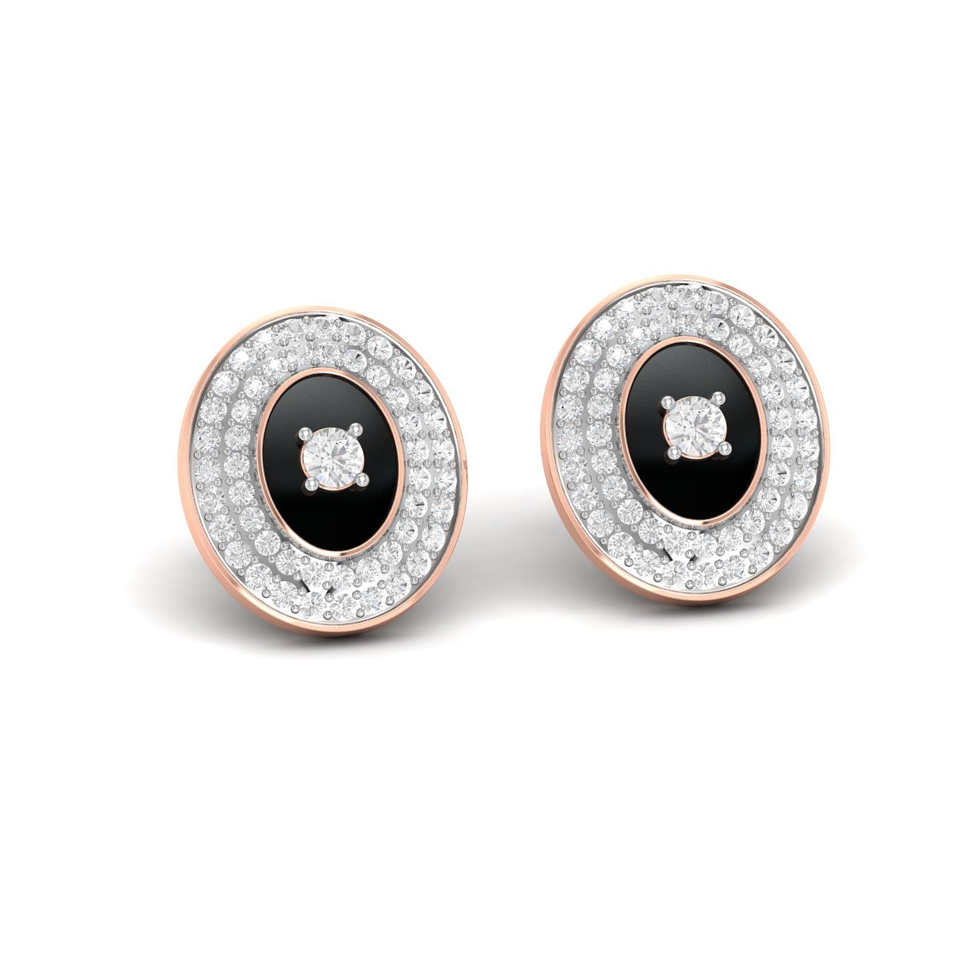 18k Rose Gold Shield Diamond Earrings for women