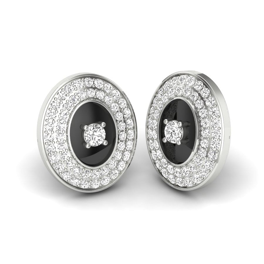 10k White Gold Shield Diamond Earrings for women