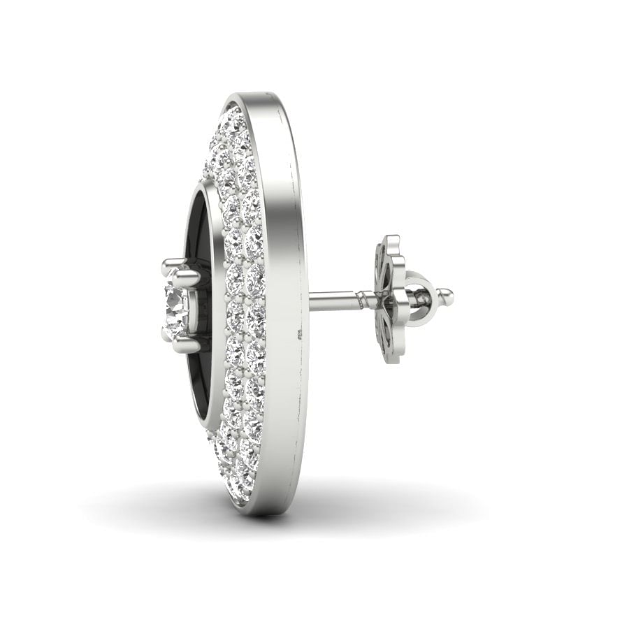 10k White Gold Shield Diamond Earrings for women