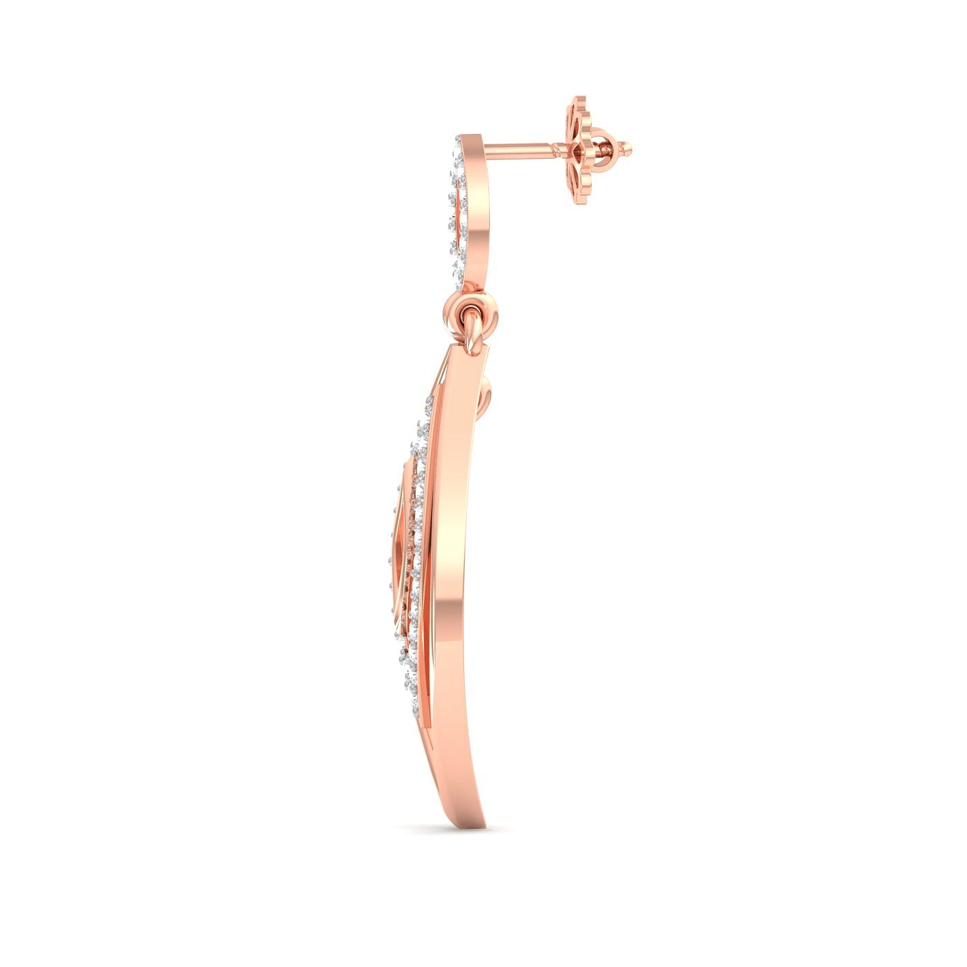rose gold long drop diamond earring for women
