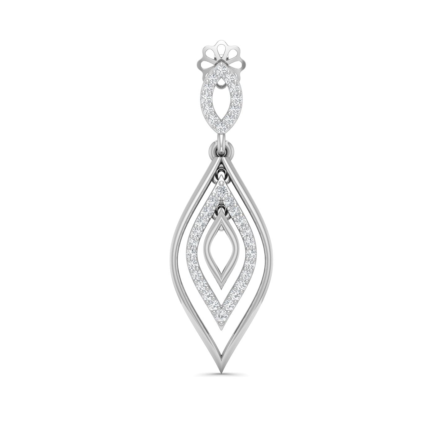 white gold long drop diamond earring for women