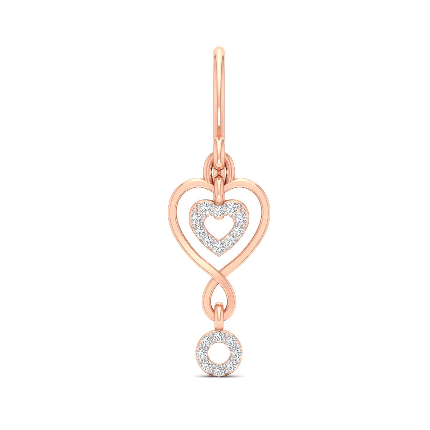 rose gold heart shaped drop earring for women