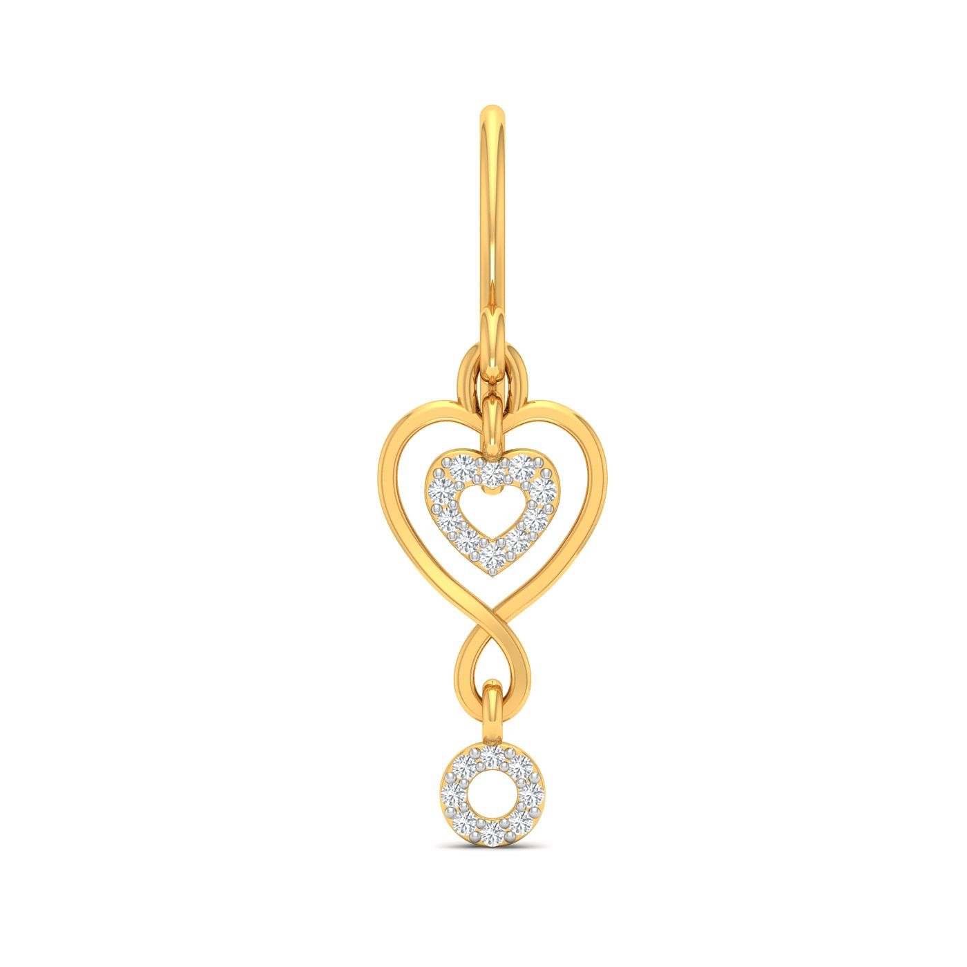 yellow gold heart shaped drop earring for women