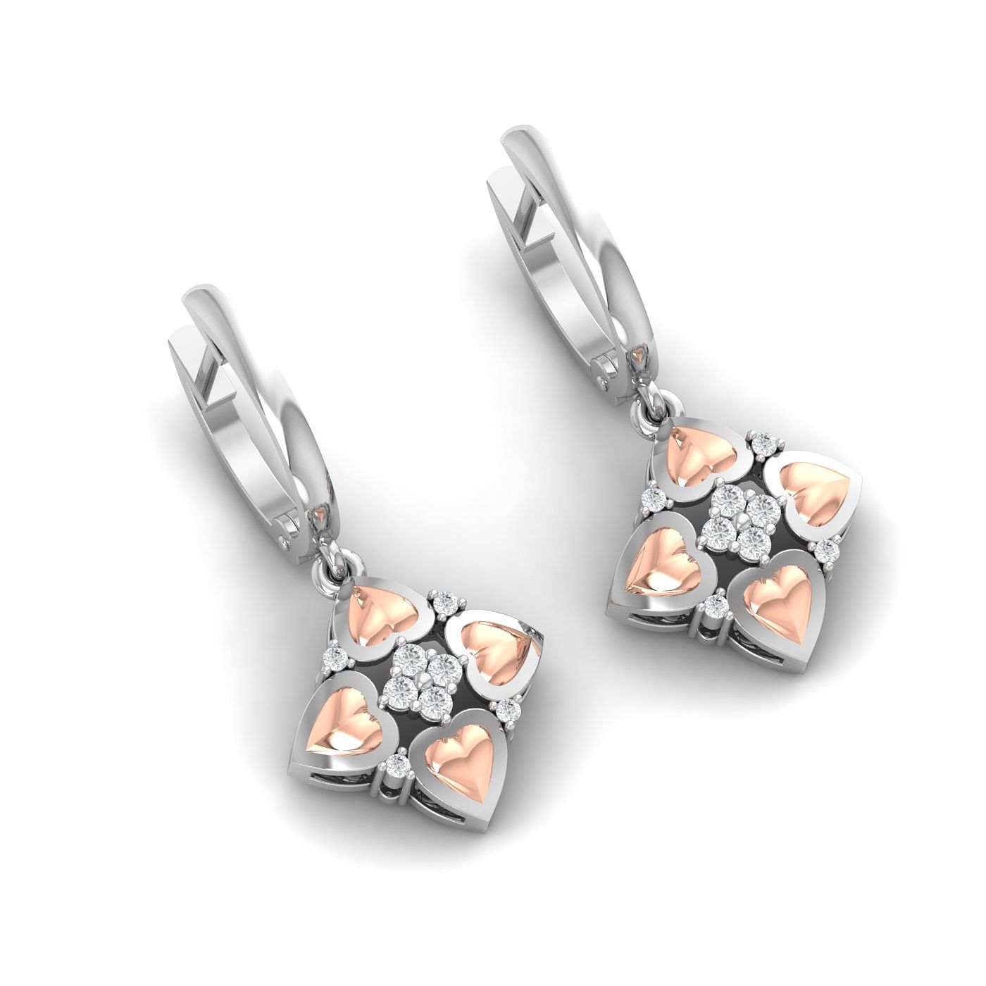 Heart Shaped Hoop Design White Gold Earring
