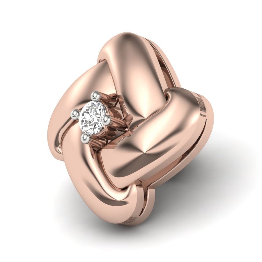 single diamond office wear rose gold stud earring