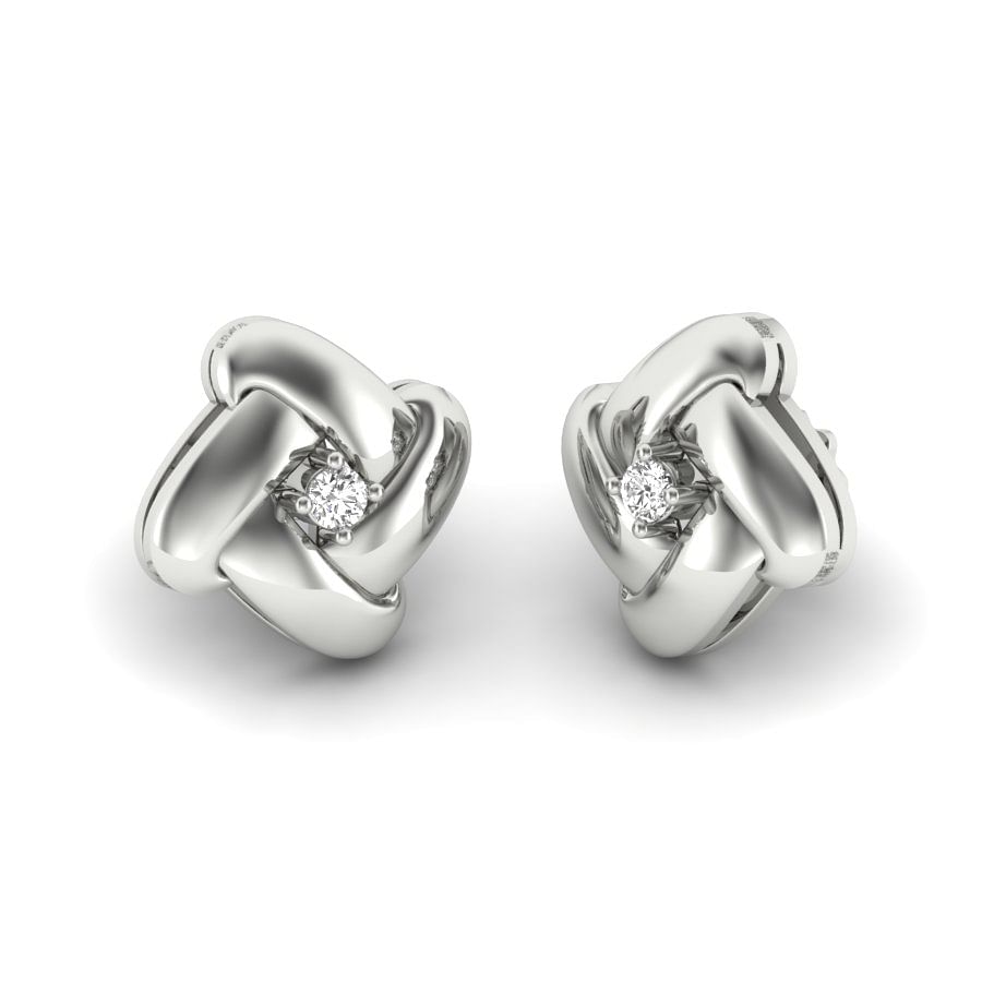single diamond office wear white gold stud earring