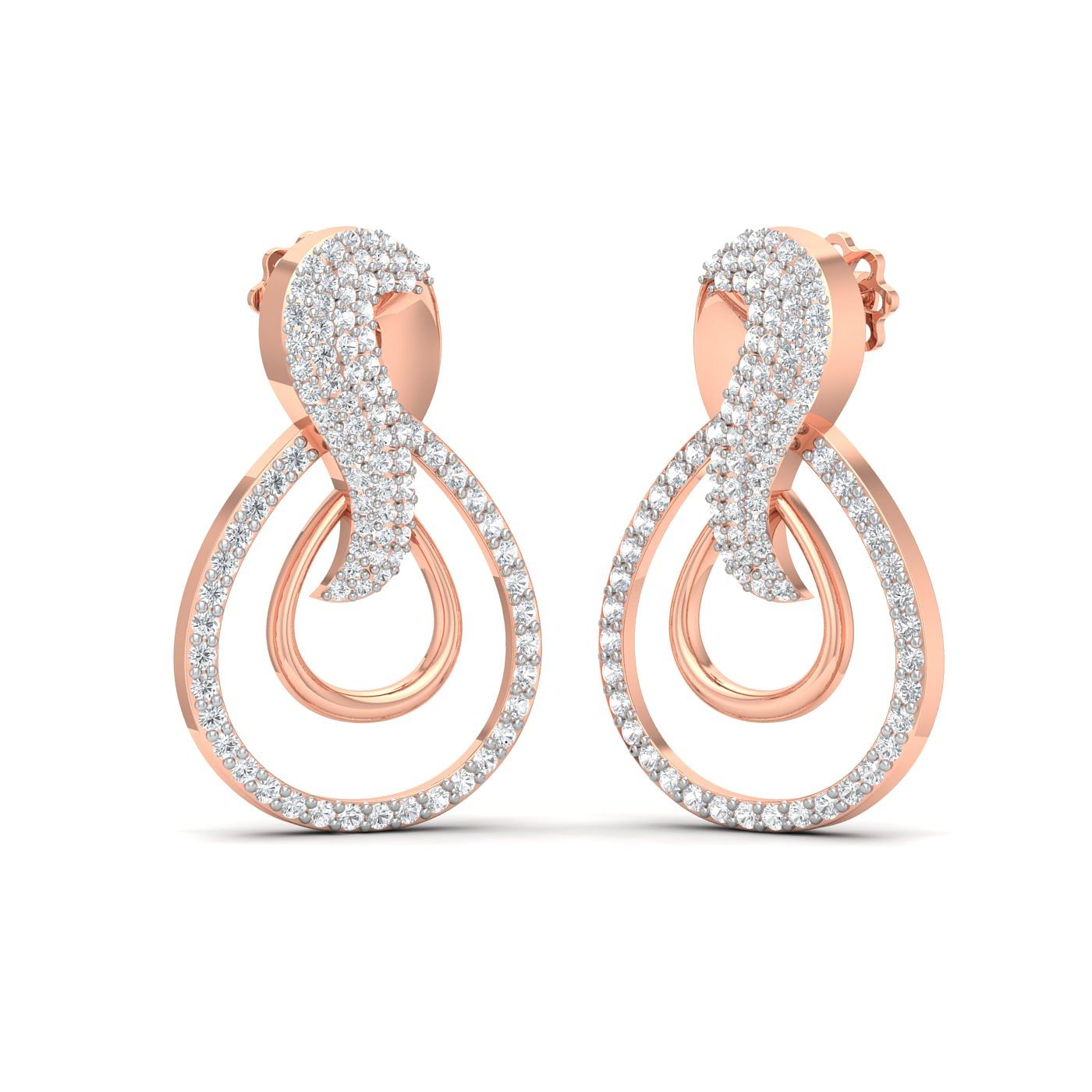 rose gold real diamond stud earrings for wedding